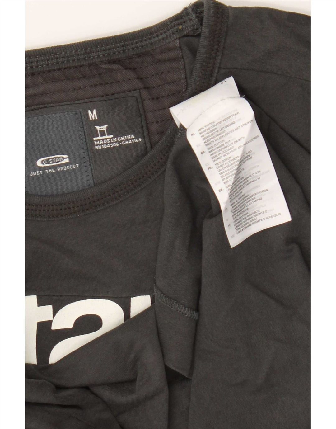 G-Star Mens Graphic Top Long Sleeve Medium Grey Cotton