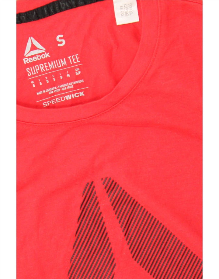 REEBOK Mens Graphic T-Shirt Top Small Red Polyester Vintage Reebok and Second-Hand Reebok from Messina Hembry 