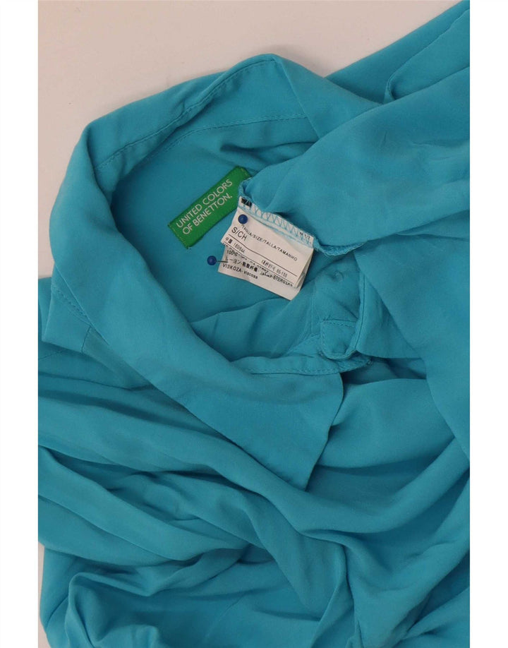 Benetton Womens Shirt UK 10 Small Blue Viscose