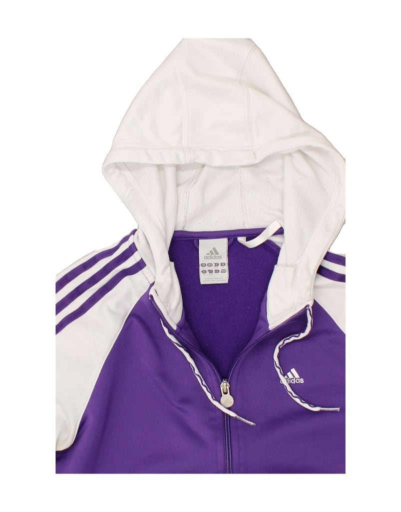 ADIDAS Womens Zip Hoodie Sweater UK 12 Medium Purple Colourblock Polyester | Vintage Adidas | Thrift | Second-Hand Adidas | Used Clothing | Messina Hembry 