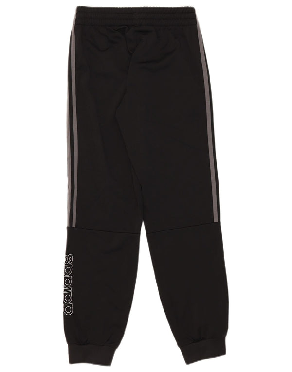 Adidas Boys Graphic Tracksuit Trousers Joggers 11-12 Years Black Polyester