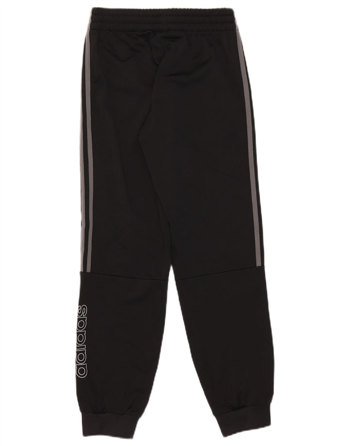 Adidas Boys Graphic Tracksuit Trousers Joggers 11-12 Years Black Polyester