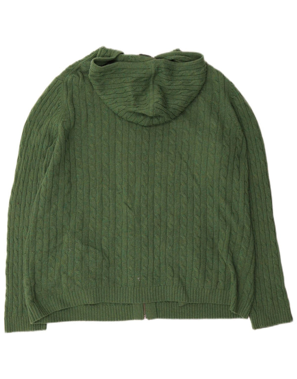 L.L.Bean Womens Hooded Cardigan Sweater UK 18 XL Green Wool