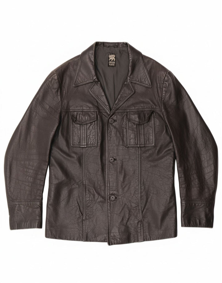 VINTAGE Mens Leather Jacket UK 38 Medium Black Vintage Vintage and Second-Hand Vintage from Messina Hembry 