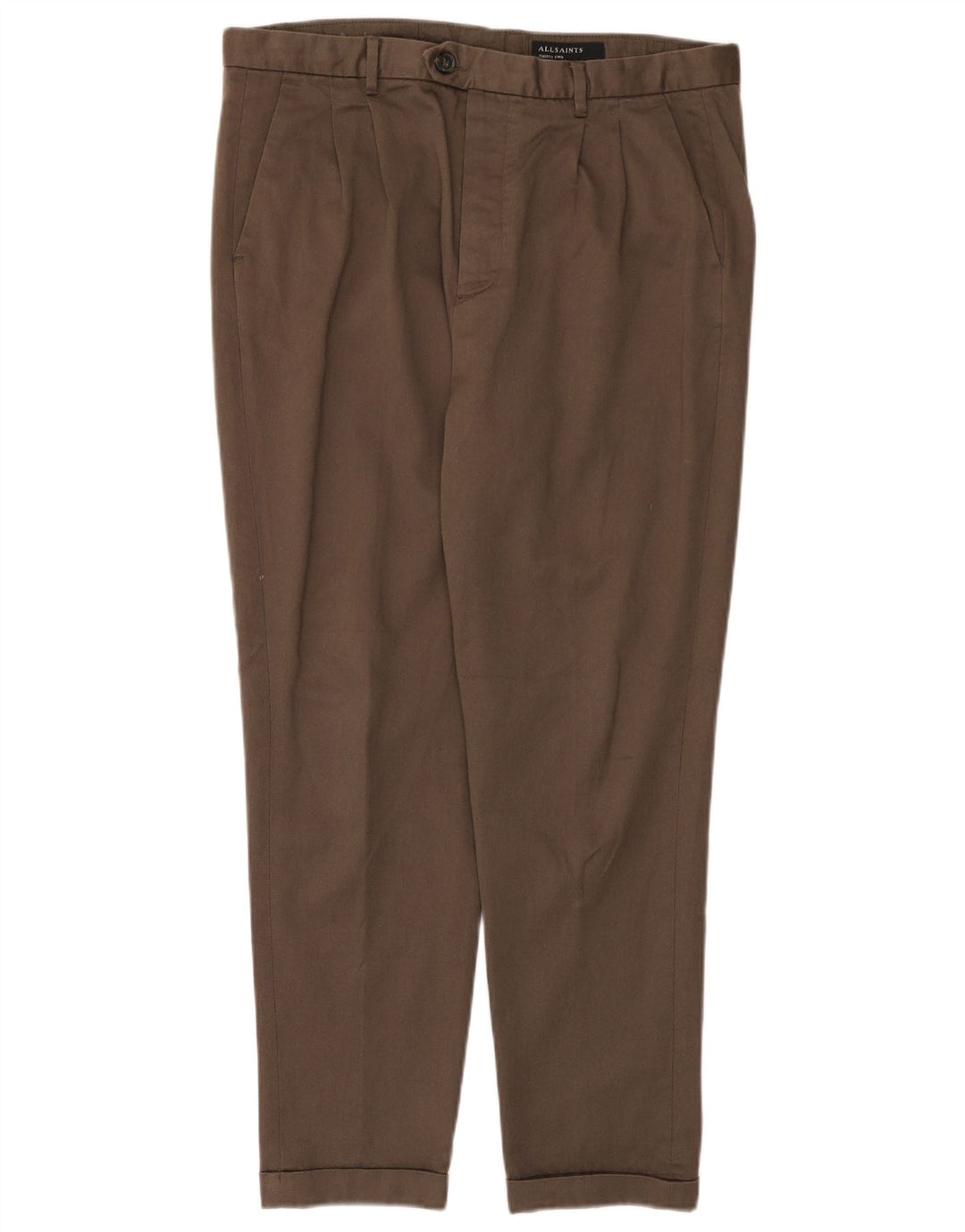 ALL SAINTS Mens Pegged Suit Trousers W32 L27 Brown Cotton
