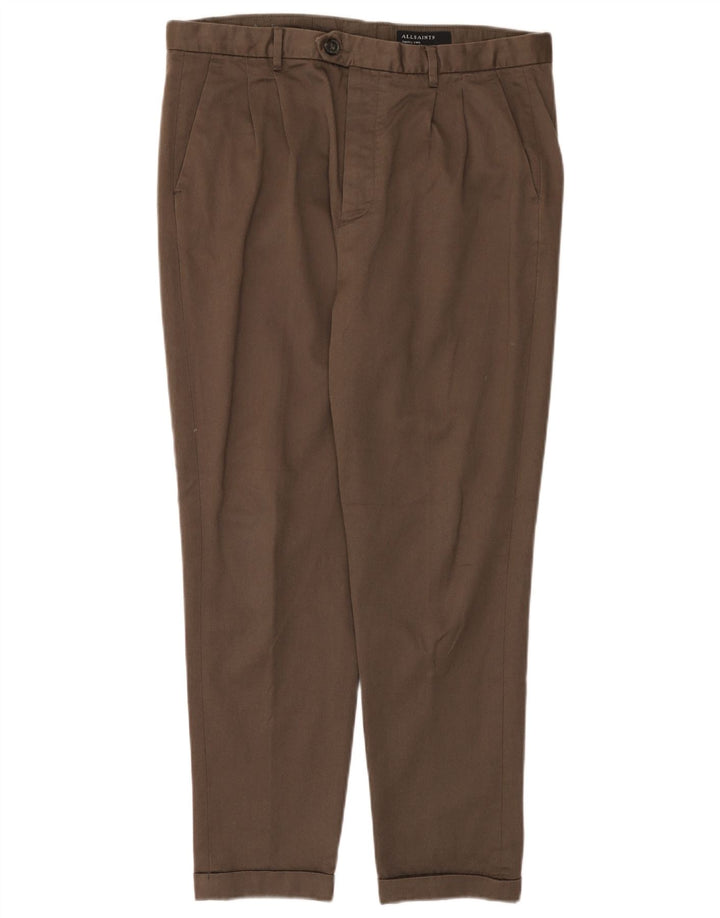 ALL SAINTS Mens Pegged Suit Trousers W32 L27 Brown Cotton