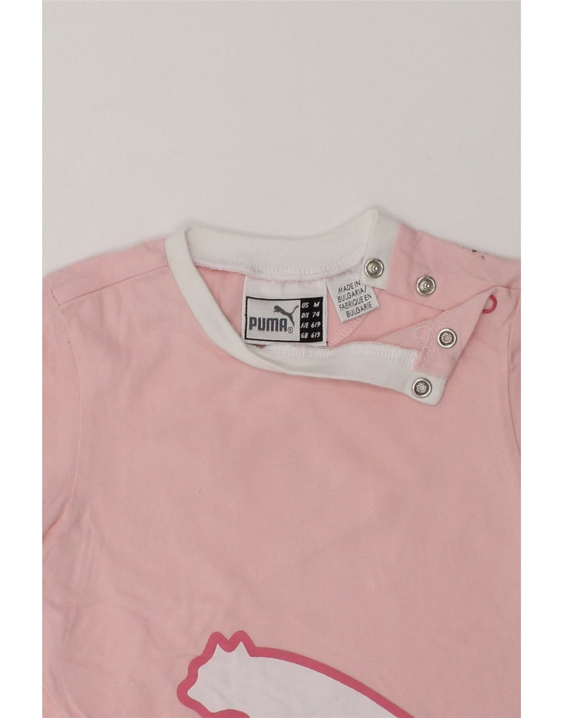 PUMA Baby Girls Graphic T-Shirt Top 6-9 Months Pink Cotton | Vintage Puma | Thrift | Second-Hand Puma | Used Clothing | Messina Hembry 