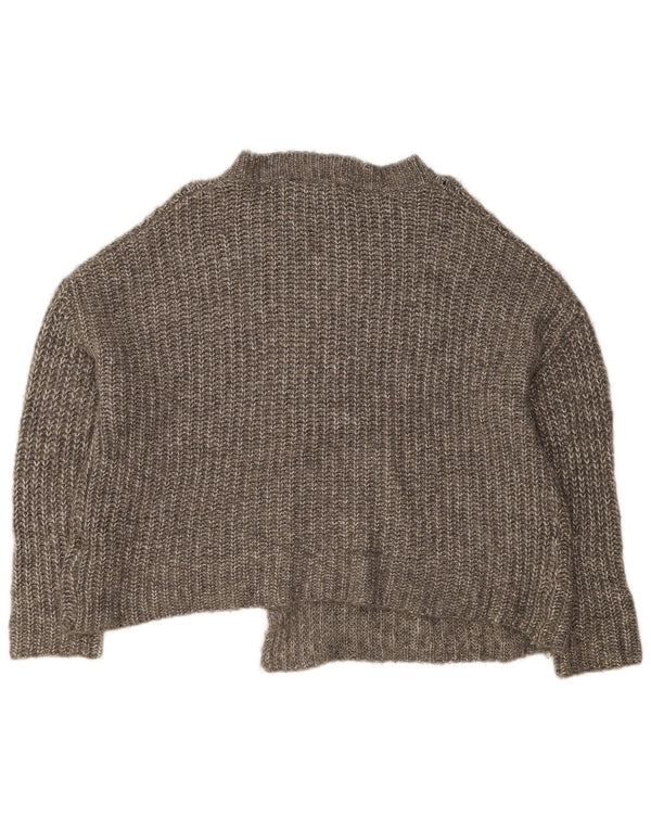 Zara Womens Asymmetric Oversized Boat Neck Jumper Sweater UK 10 Small Grey
