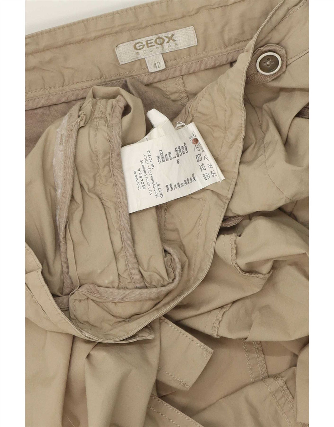 Geox Womens Mini Straight Skirt IT 42 Medium W30 Beige Cotton