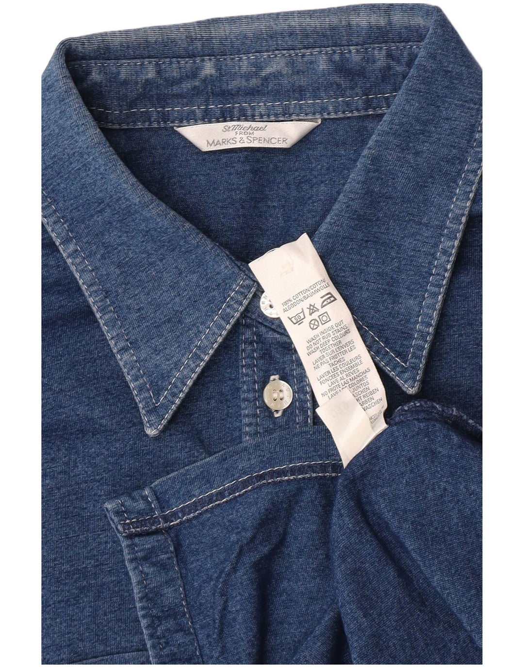 Marks & Spencer Womens Shirt UK 14 Medium Navy Blue Cotton