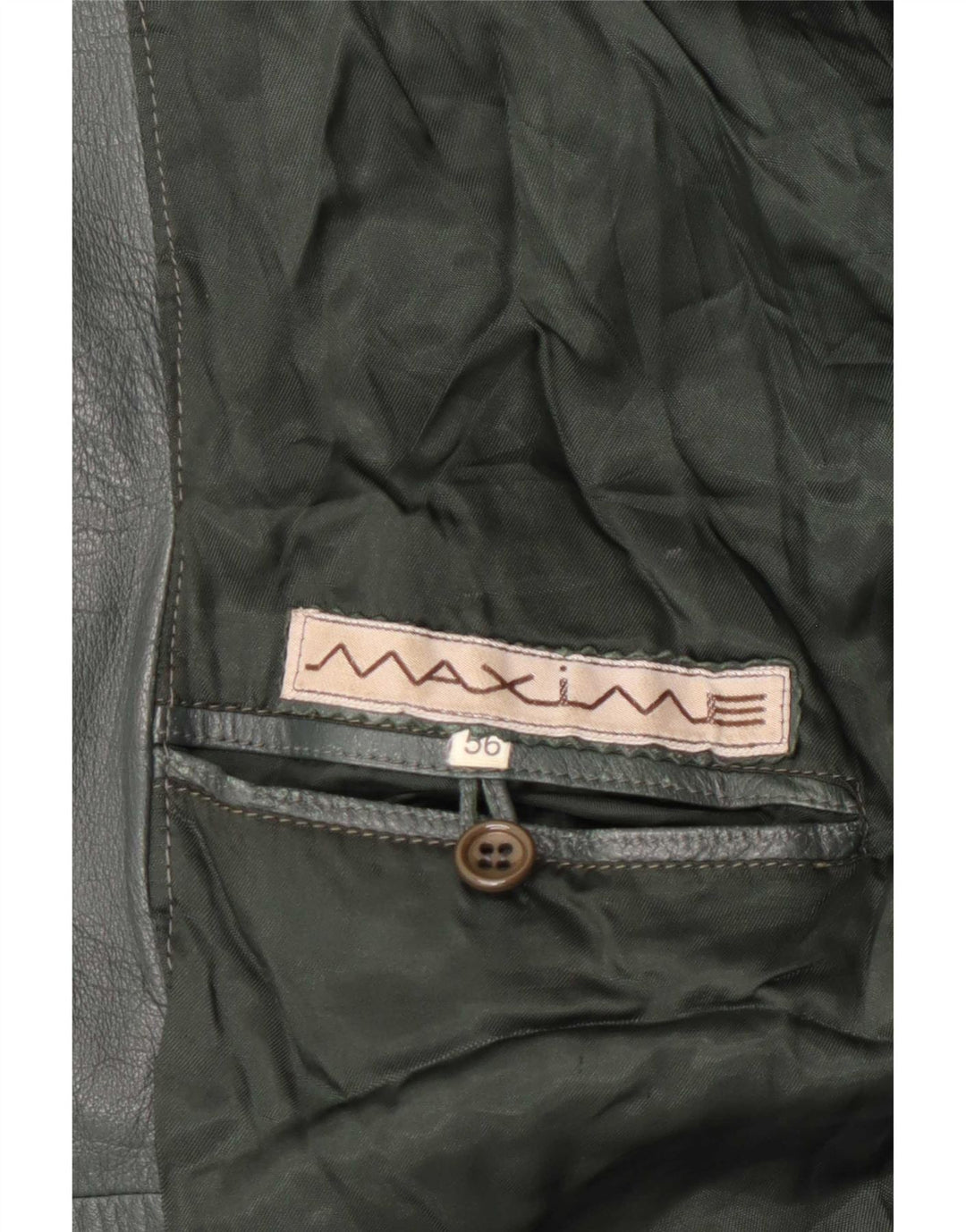 Maxime Mens Leather Jacket IT 56 3XL Khaki Colourblock