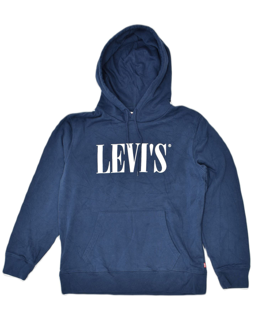 LEVI'S Mens Graphic Hoodie Jumper Small Blue Cotton | Vintage | Thrift | Second-Hand | Used Clothing | Messina Hembry 