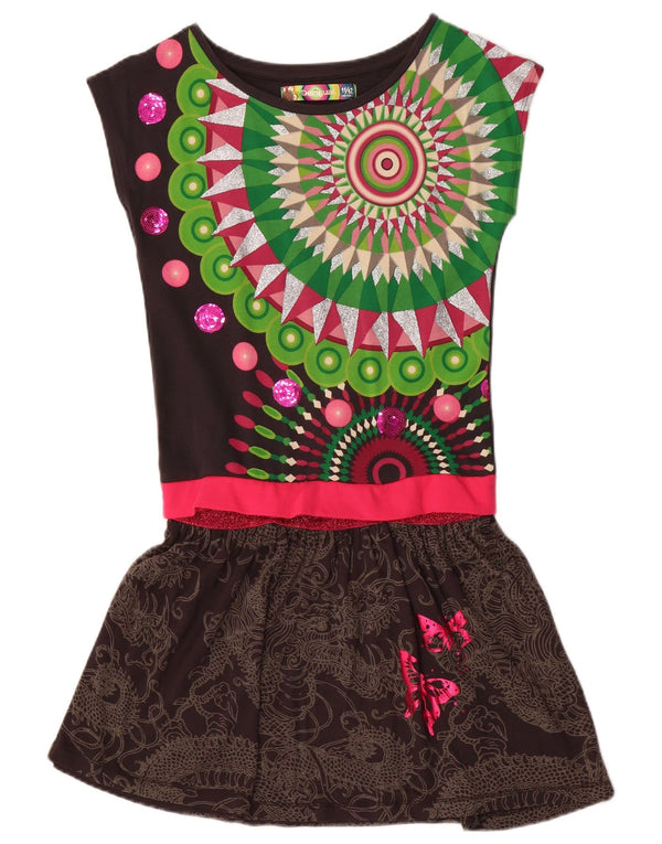 Desigual Girls Drop Waist Dress 11-12 Years Multicoloured Paisley Butterfly