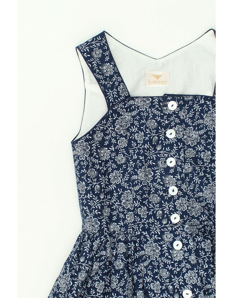 H.MOSER Girls Sleeveless Shirt Dress 9-10 Years Navy Blue Floral Cotton | Vintage H.MOSER | Thrift | Second-Hand H.MOSER | Used Clothing | Messina Hembry 