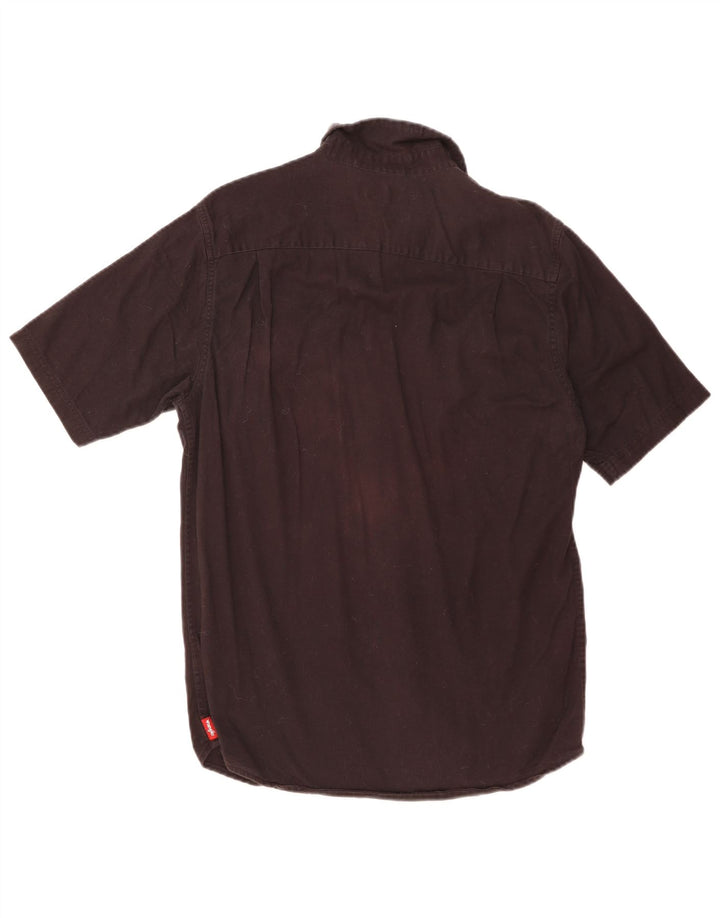 Wrangler Mens Short Sleeve Shirt Small Black Cotton