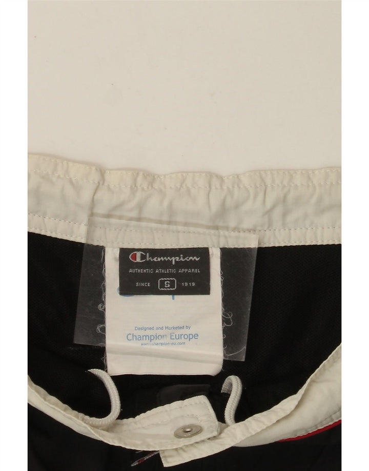 CHAMPION Mens Graphic Swimming Shorts Small  Black Colourblock Polyamide