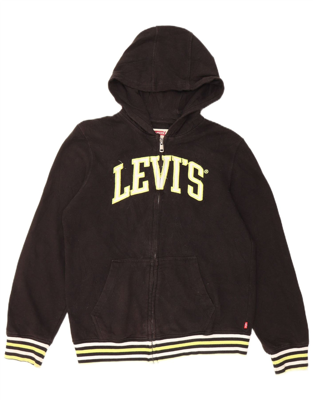 LEVI'S Boys Graphic Zip Hoodie Sweater 13-14 Years XL Black Cotton