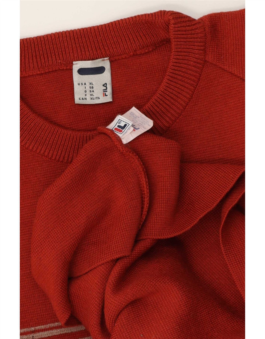 Fila Mens Crew Neck Jumper Sweater XL Red Colourblock Wool