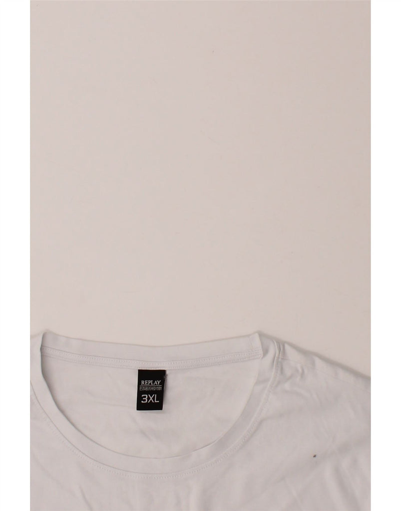 REPLAY Mens T-Shirt Top 3XL White Vintage Replay and Second-Hand Replay from Messina Hembry 