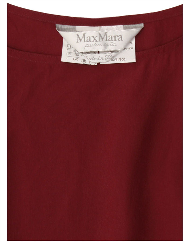 Max Mara Womens Oversized Tunic Top UK 10 Small Burgundy Silk