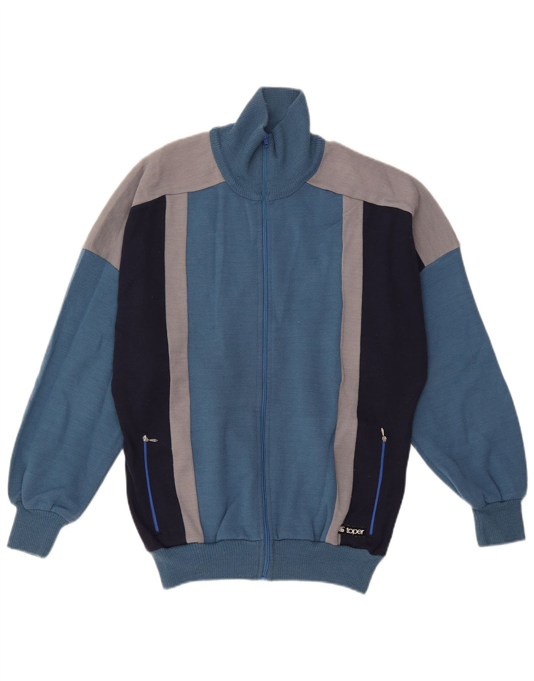 Vintage Mens Tracksuit Top Jacket UK 42 Large Blue Colourblock