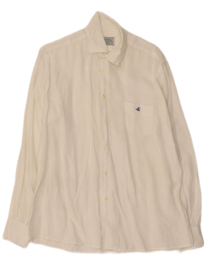 Brooksfield Mens Shirt Size 40 Medium White Linen