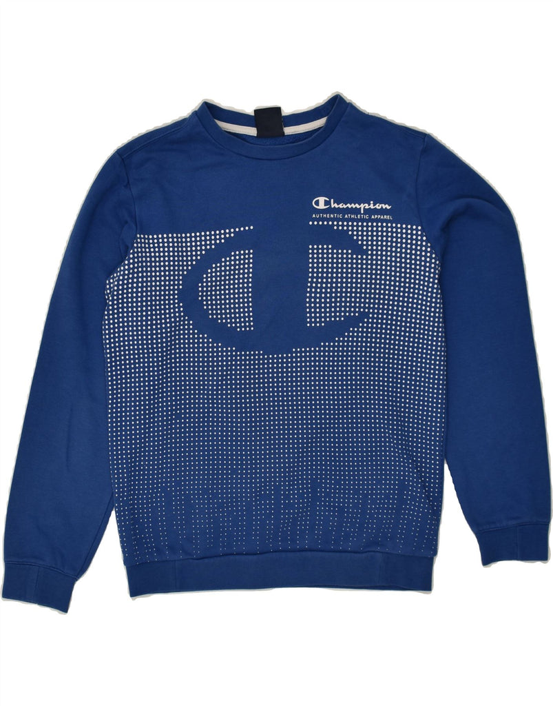 CHAMPION Boys Graphic Sweatshirt Jumper 11-12 Years Large  Blue Cotton | Vintage Champion | Thrift | Second-Hand Champion | Used Clothing | Messina Hembry 