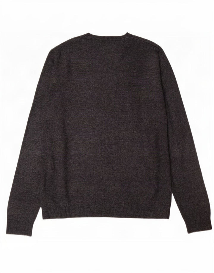 Marks & Spencer Mens Regular Fit V-Neck Jumper Sweater Medium Grey Acrylic