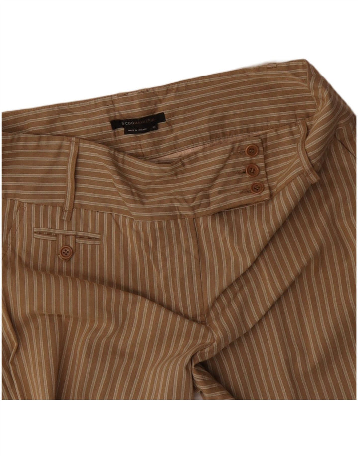 MAX MARA Womens Wide Leg Casual Trousers US 10 Large W34 L32 Brown Striped