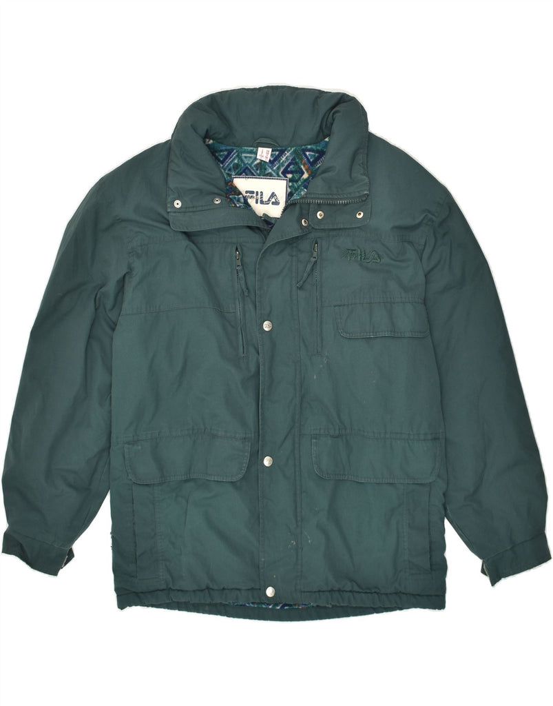 FILA Mens Hooded Windbreaker Jacket IT 48 Medium Green Polyester | Vintage Fila | Thrift | Second-Hand Fila | Used Clothing | Messina Hembry 