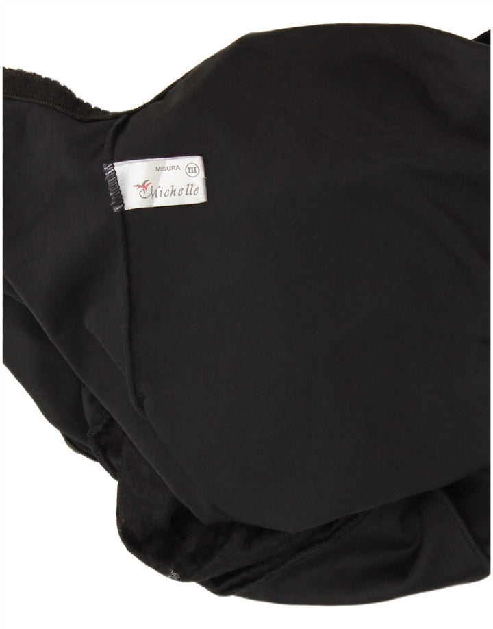 MICHELLE Womens Velvet Bodysuit UK 14 Medium Black Paisley Polyester