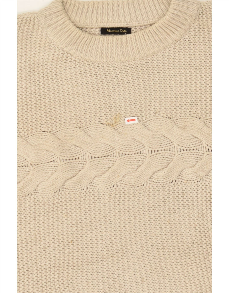 MASSIMO DUTTI Womens Crop Crew Neck Jumper Sweater UK 10 Small Beige | Vintage Massimo Dutti | Thrift | Second-Hand Massimo Dutti | Used Clothing | Messina Hembry 