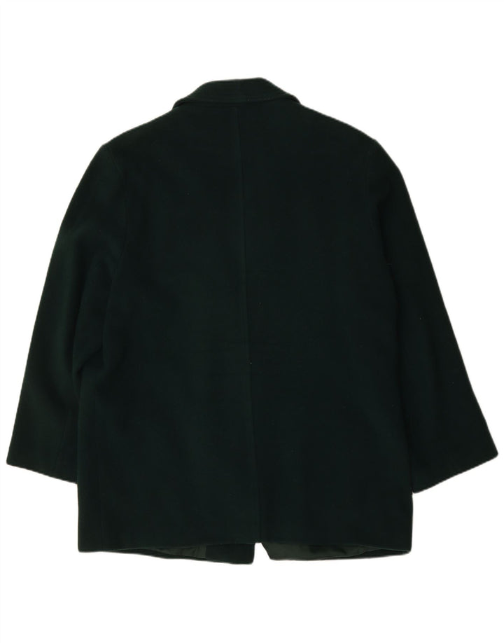 Vintage Womens Oversized Double Breasted Coat UK 18 XL Green New Wool