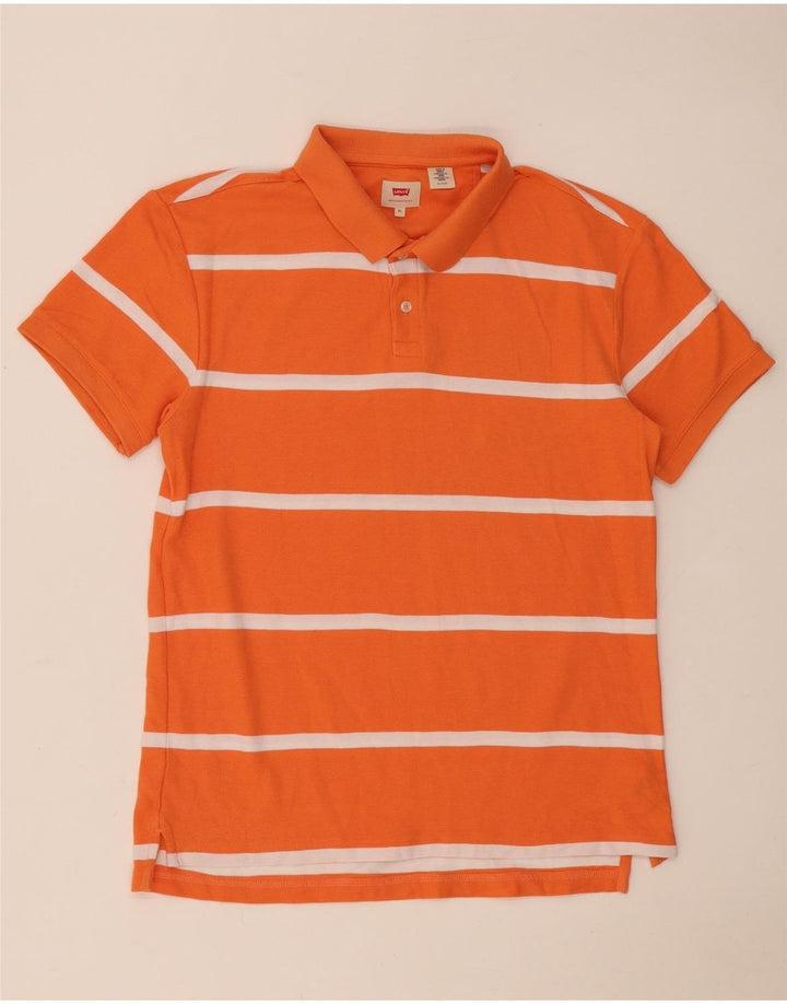 Levi's Mens Polo Shirt XL Orange Striped Cotton