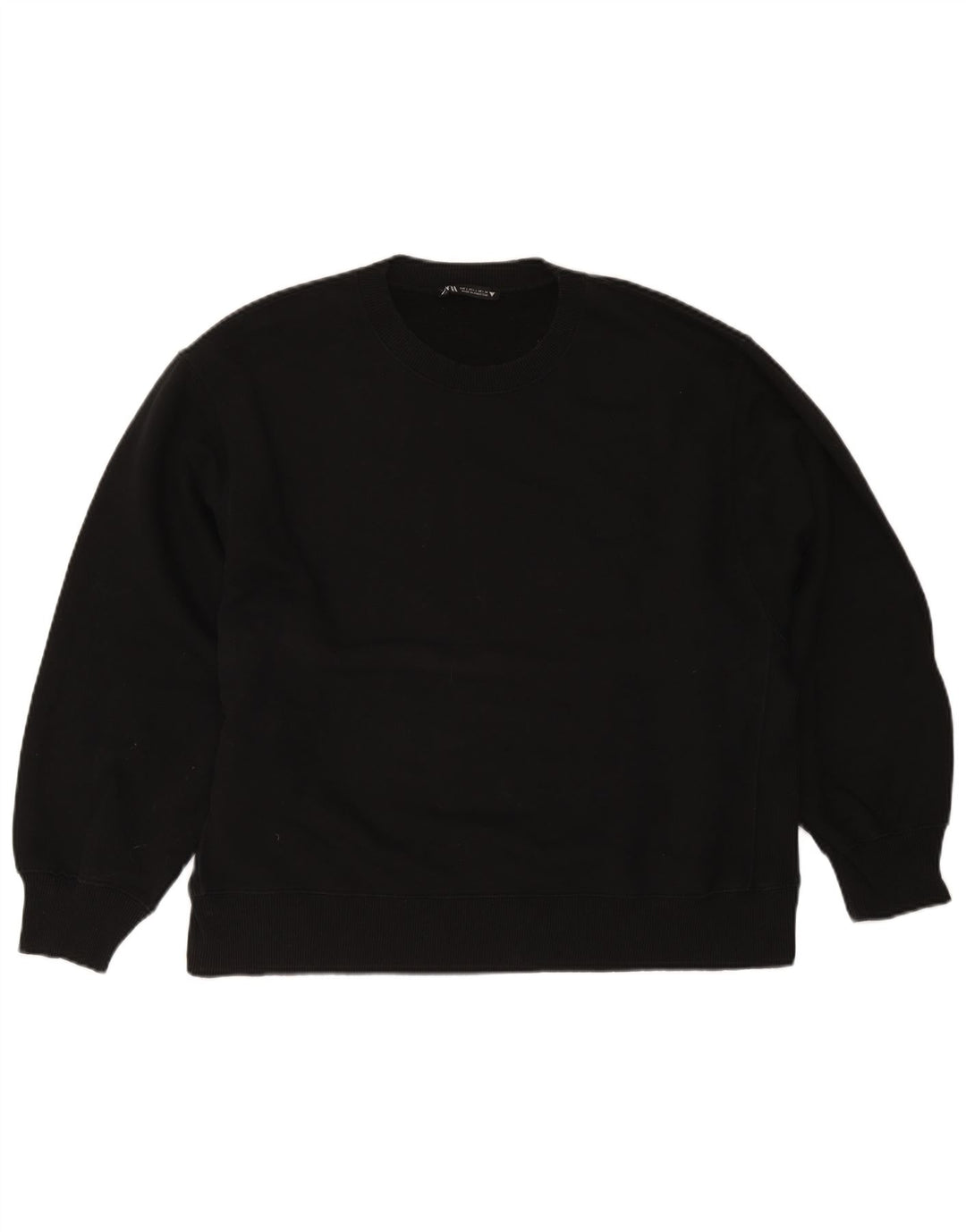 Zara Womens Oversized Sweatshirt Jumper UK 16 Large Black Cotton