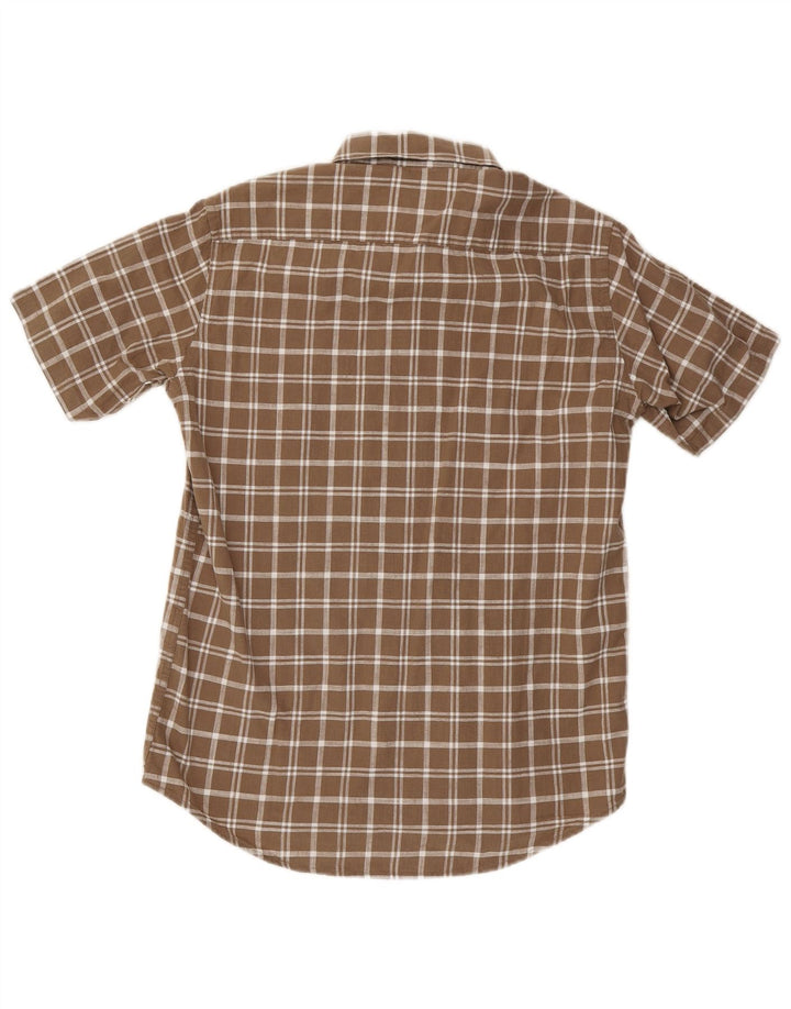 Carrera Mens Short Sleeve Shirt Medium Brown Check Cotton
