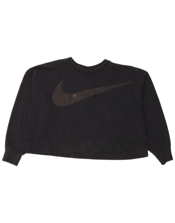 Nike Womens Dri Fit Graphic Oversized Sweatshirt Jumper UK 16 Large Black