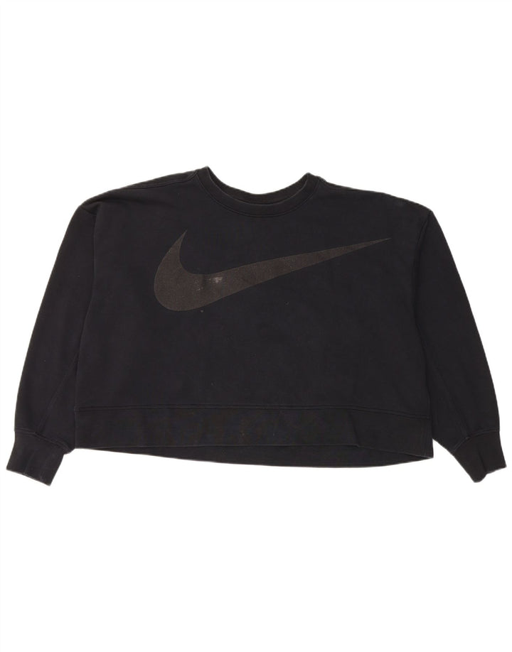 Nike Womens Dri Fit Graphic Oversized Sweatshirt Jumper UK 16 Large Black