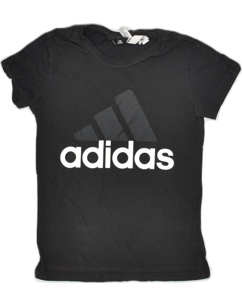 ADIDAS Womens Graphic T-Shirt Top UK 4/6 XS Black Cotton | Vintage Adidas | Thrift | Second-Hand Adidas | Used Clothing | Messina Hembry 