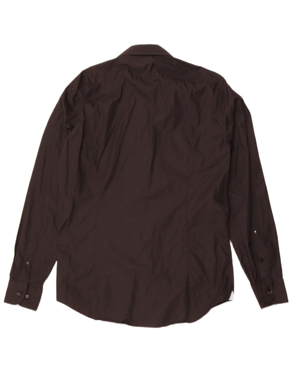 Tommy Hilfiger Mens Tailored Fitted Shirt Size 40 Medium Black Cotton