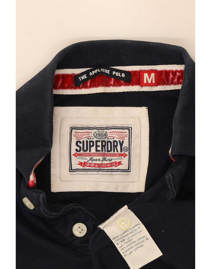 Superdry Mens Graphic Rugby Polo Shirt Medium Navy Blue Cotton