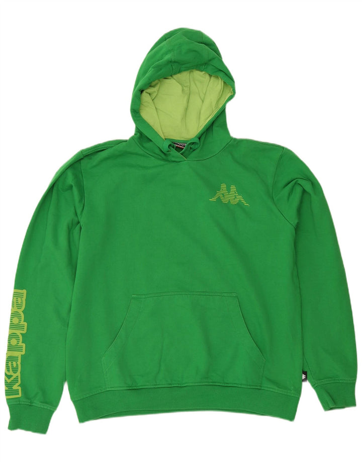 KAPPA Mens Graphic Hoodie Jumper Large Green Cotton