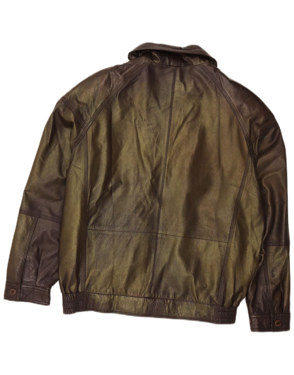 Cabrini Mens Leather Jacket EU 48 Medium Khaki Leather