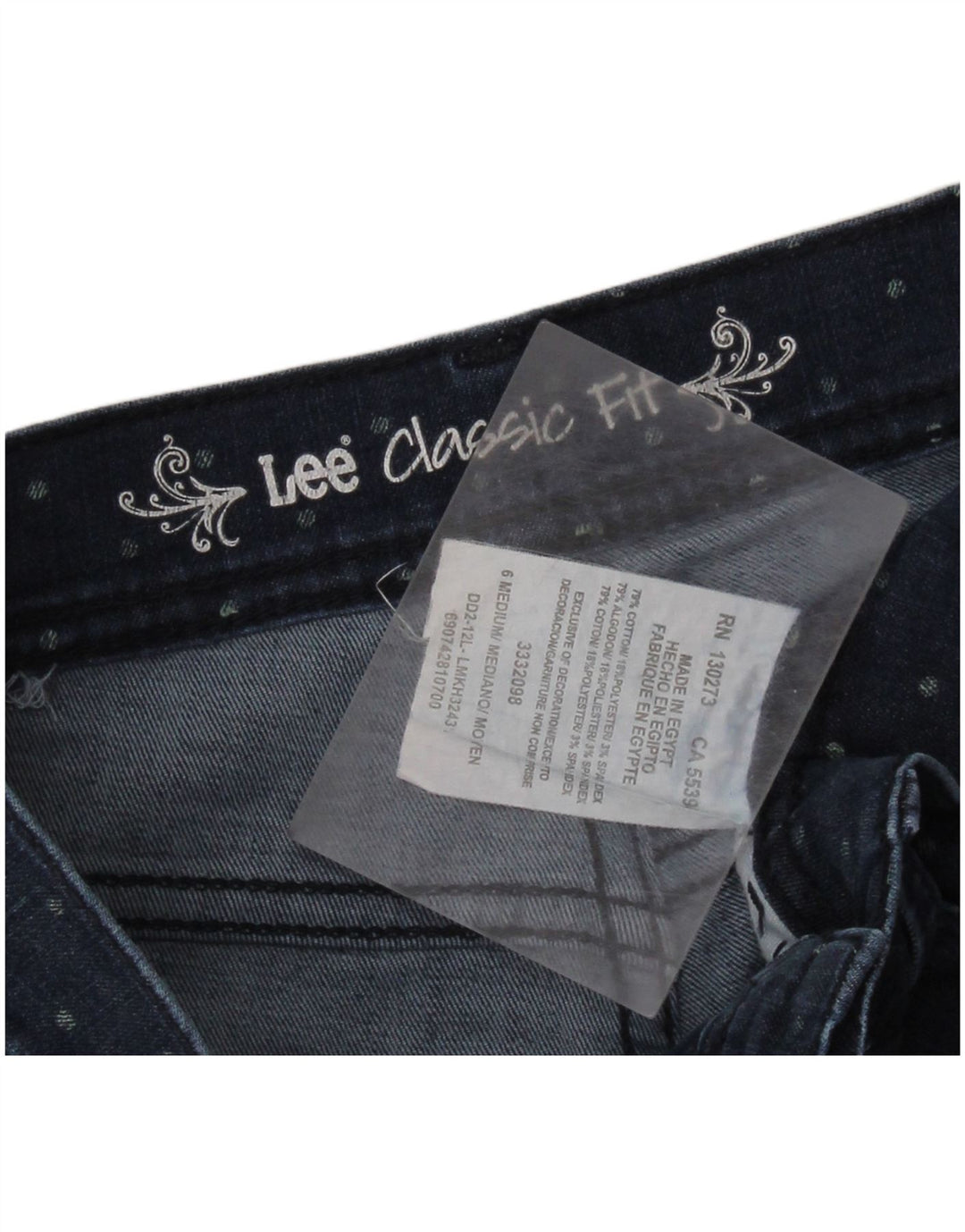 LEE Womens Classic Fit Capri Jeans US 6 Medium W28 L19 Navy Blue Spotted