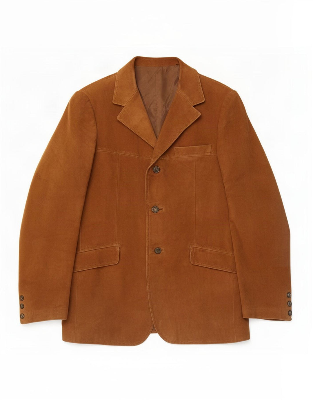 Vintage Mens 3 Button Suede Blazer Jacket IT 50 Large Brown