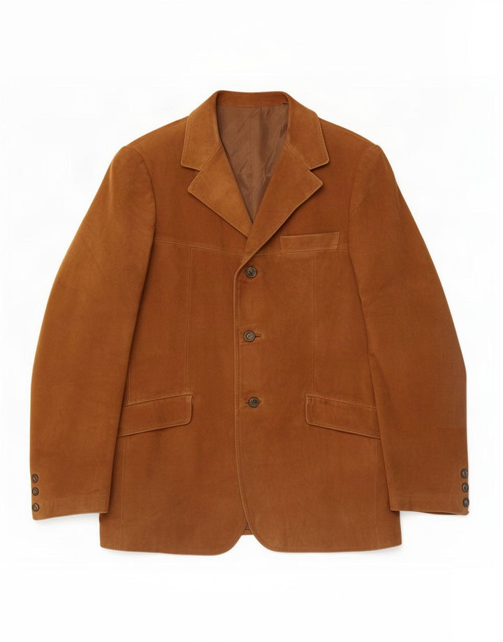 Vintage Mens 3 Button Suede Blazer Jacket IT 50 Large Brown