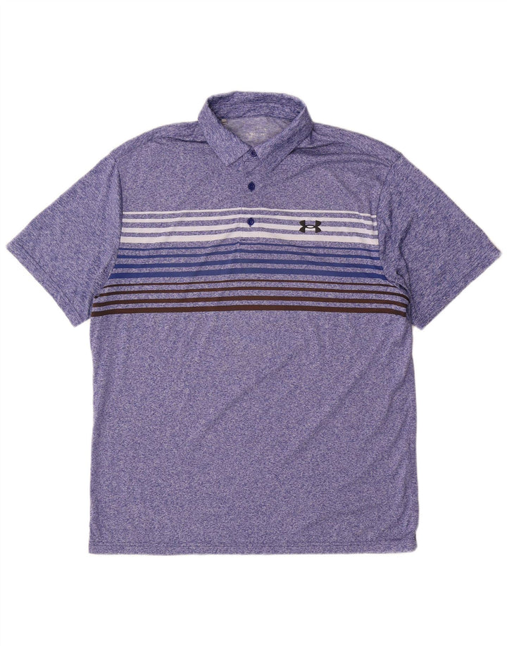 Under Armour Mens Polo Shirt Large Blue Striped