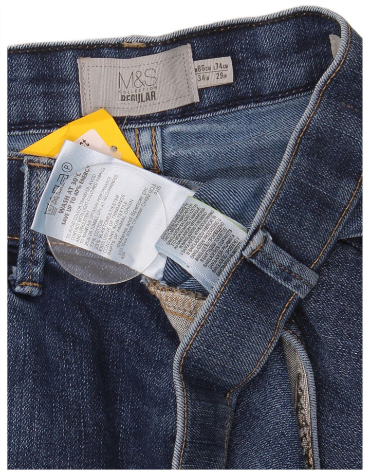 Marks & Spencer Mens Regular Straight Jeans W34 L29 Blue Cotton