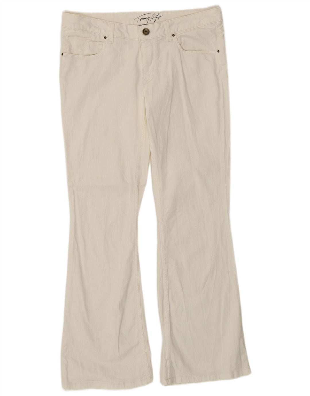 TOMMY HILFIGER Womens Bootcut Jeans W30 L30 White Cotton