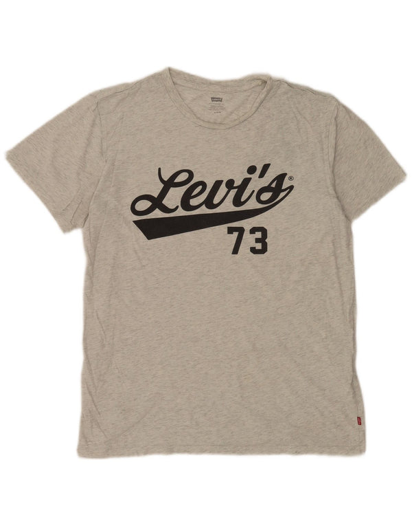 Levi's Mens Graphic T-Shirt Top Medium Grey Flecked Cotton